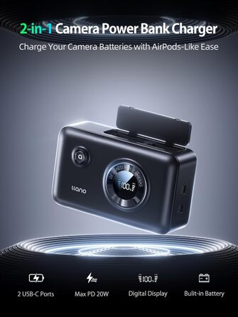 Акумулятор NP-FW50 для Sony + Powerbank 12400mAh з USB-C та Smart Display: ZV-E10, Alpha, RX10