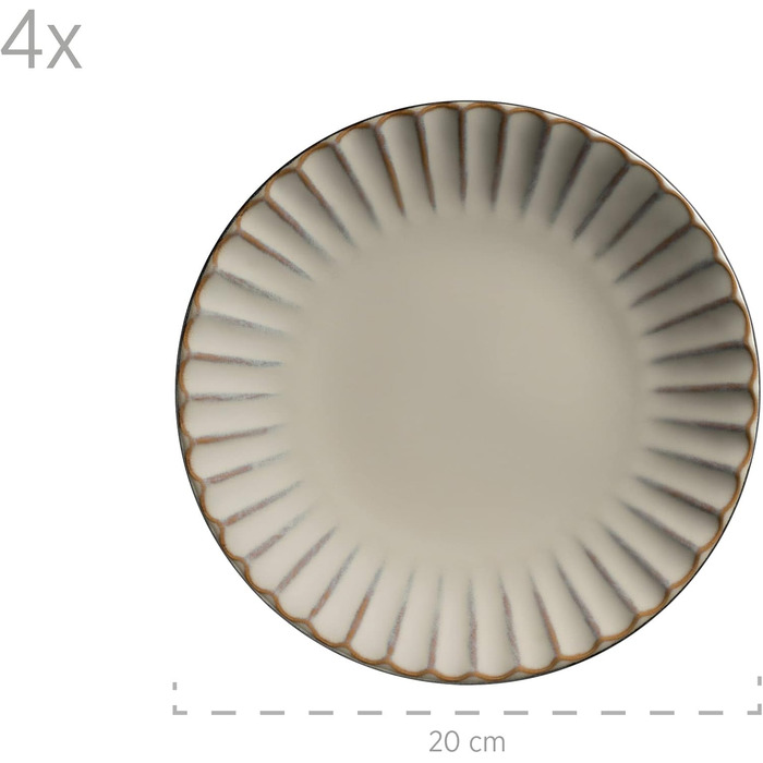 MÄSER Confino Dinnerware Set - 20 Piece Ceramic Tableware Set for 4 - Beige & Black Vintage Style Stoneware
