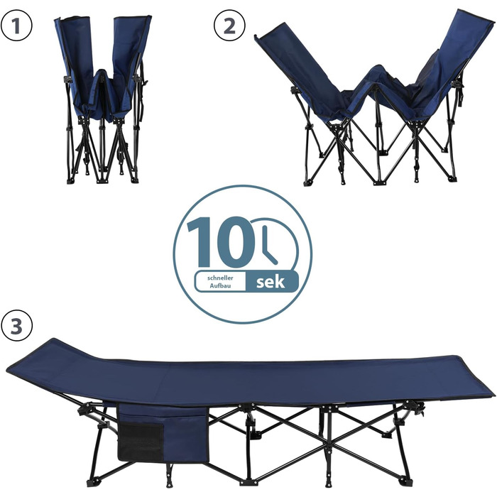 Надувне ліжко для кемпінгу Alpidex - розкладне, блакитне, до 200 кг, з кишенею, м'яке, для відпочинку на природі та вдома