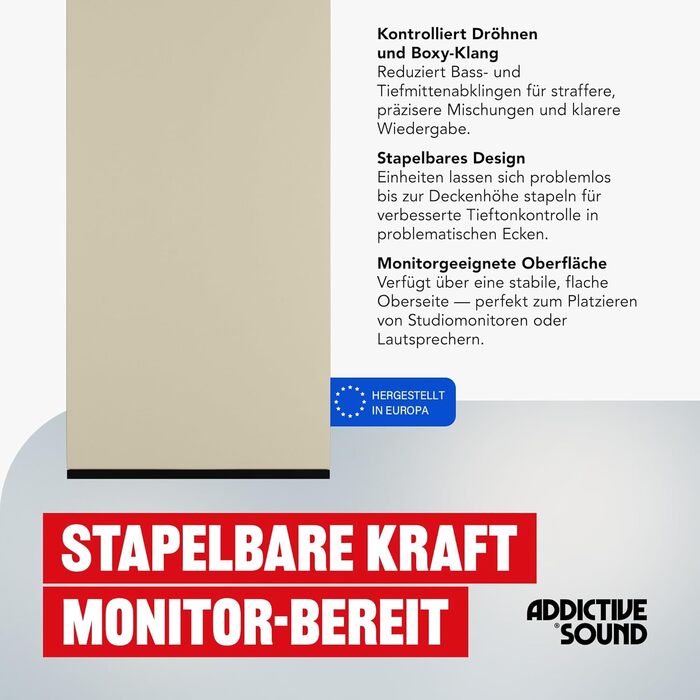 Кутова басова пастка Addictive Sound Bassfalle Ecke Premium, акустична панель для поглинання низьких частот (80-2000 Гц), антрацит, 100 см