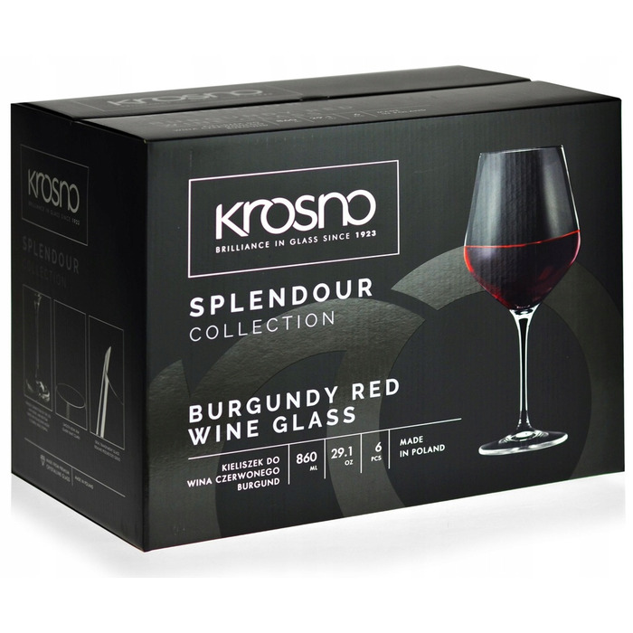 Келихи для червоного вина Krosno Splendour, прозорі, 860 мл, 6 шт.