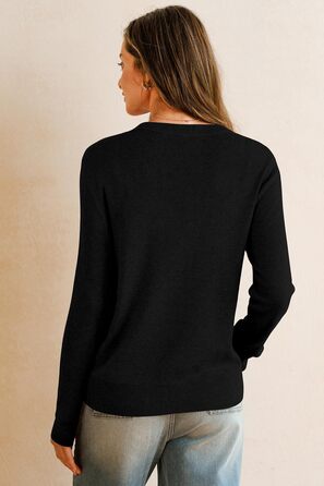 Жакет Arach Cloz з вовняної суміші: легкий кардиган V-подібного вирізу, елегантний, короткий рукав, з ґудзиками, повсякденний топ (чорний, L)