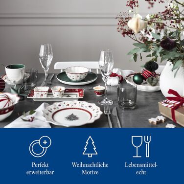 Набір для соусів Villeroy & Boch Toy's Delight, 4 предмети, порцеляна, новорічний декор, сервірувальна тарілка з мисочками