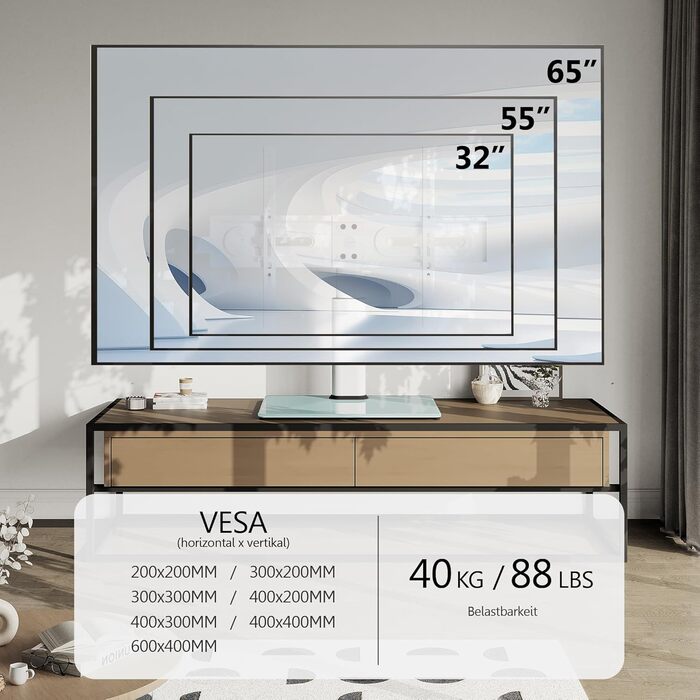 FITUEYES Adjustable TV Stand for 32-65 Inch TVs - Swivel & VESA 600x400 - White