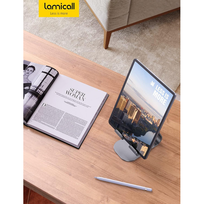 Універсальна підставка-холдер Lamicall для планшетів від 4.7 до 13 дюймів, регульований тримач для iPad Pro, Air, Mini, Samsung Tab — Сірий