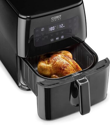 CASO AF 600 XL - large hot air fryer with a 6L basket volume, 12 automatic programs, sensor-touch control, timer from 1-60 minutes, removable basket (dishwasher-safe)