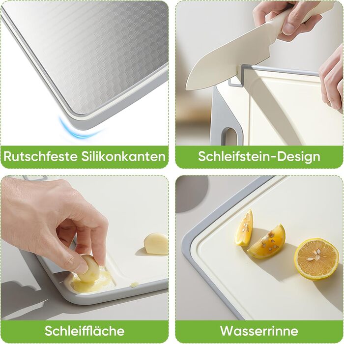 Ніжне дерев'яне обробне дошка з нержавіючої сталі, двостороннє, з силіконовим краєм, для кухні, з жолобками для соку, антипригарне, для захисту ножів