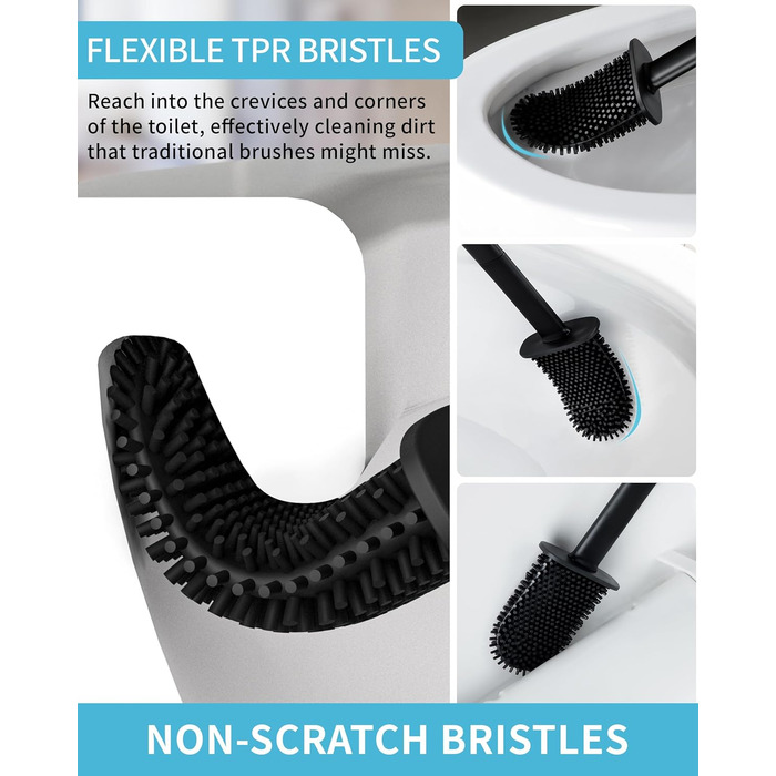 Набір для чищення унітазу Mr.SlGA з тримачем, настінний, компактний, білий, 2 шт. (чорний)