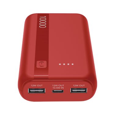 Power Bank Cellularline 20000 mAh з USB-C та 2x USB-A, LED-індикатор, червоний