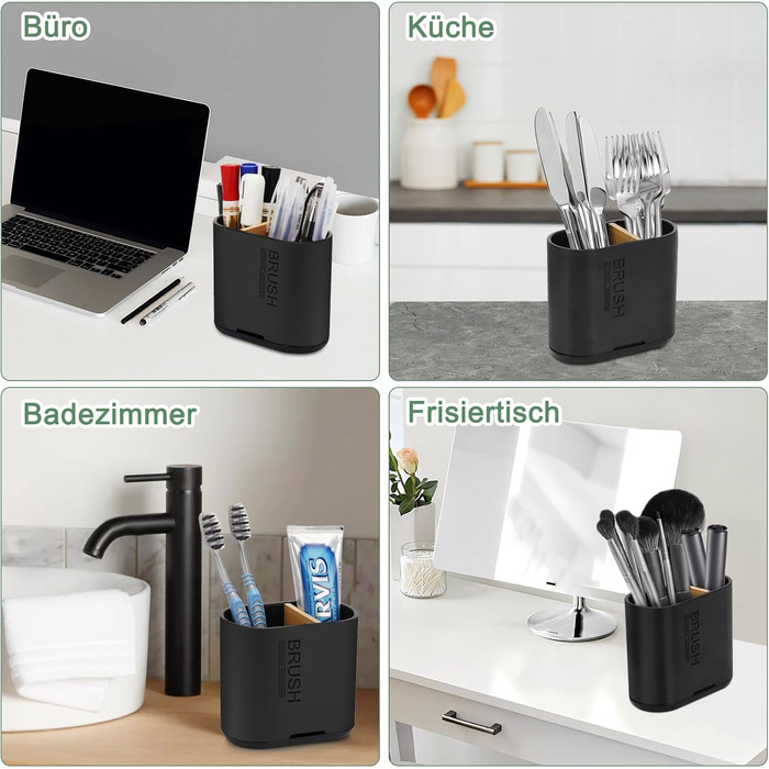 Тримач для електричної зубної щітки - органайзер для ванної кімнати, знімний, з отвором для стоку води, чорний, середній