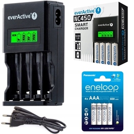 Зарядний пристрій для акумуляторів + 4 акумулятори AAA Eneloop 800 mAh