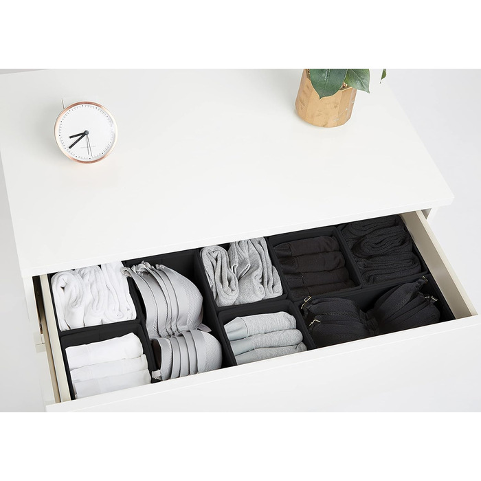 Large Drawer Organization System 12-Piece Set of White Boxes Storage Organizer Drawer Closet Organizer Storage Box Closet Organizer (Black, 3=28x28x10cm, 3=28x14x10cm, 6=14x14x10cm)