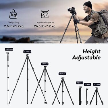 Легкий компактний штатив SmallRig 4060 з карбонового волокна, знімним моноподом та 360° кульковою головою, навантаження до 10 кг