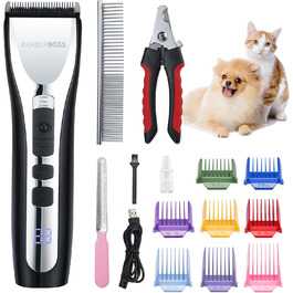 Професійний собачий триммер BarberBoss QR-9086 для густого волосся: набір для грумінгу собак та котів, бездротовий, тихий