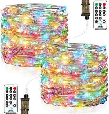 LED гірлянда світлодіодна, 23м, 200 LED, на батарейках, з таймером, 8 режимів, для прикраси інтер'єру та екстер'єру, на Різдво, Великдень, вечірку, святкування. (1 шт, холодне біле світло)