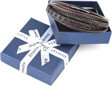 Чоловічий шкіряний браслет ручної роботи, коричнево-блакитний, 21 см, ідеальний подарунок на День батька, чоловічий аксесуар