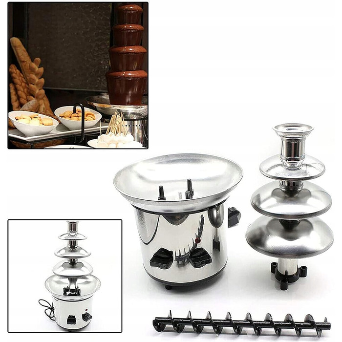 Домашній шоколадний фонтан на 3 яруси для fondue, 320 Вт