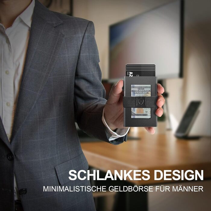 Чоловічий гаманець TOYFID з відділом для AirTag, 12 слотів для карток, відділення для паперових грошей, RFID захист, швидкодіюча кнопка виштовхування, алюміній, сірий