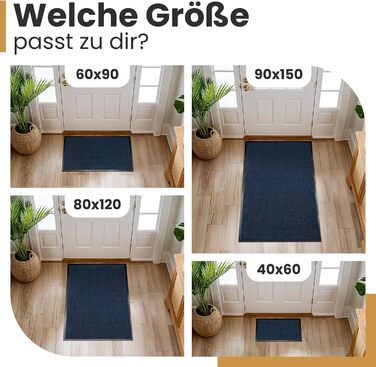 Килимок для дому 60x90 см, блакитний - Schmutzfangmatte для приміщень, килимок для входу, антиковзаючі
