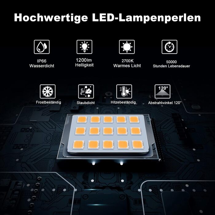 MEIKEE 60W LED Flood Light Outdoor 2700K Warm White 5200LM Super Bright LED Floodlight IP66 Waterproof Spotlight for Garden, Backyard, Driveway, Doors, Garage, Hallway 2 Pieces (15.0 Watt)