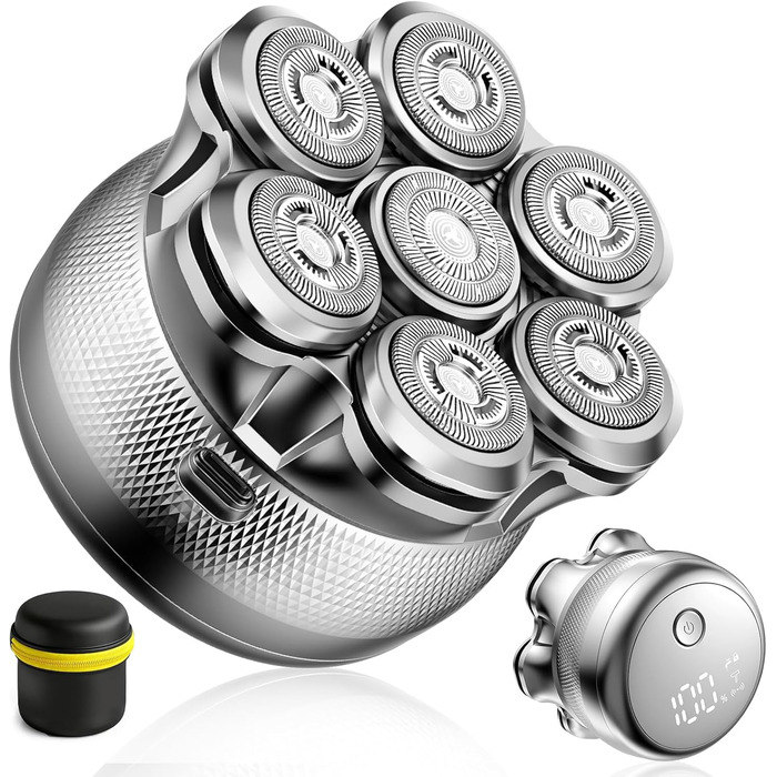 Електрична бритва для гоління голови Glatzen Herren, бездротова, для сухого та вологого гоління, з гнучкою голівкою та магнітною насадкою