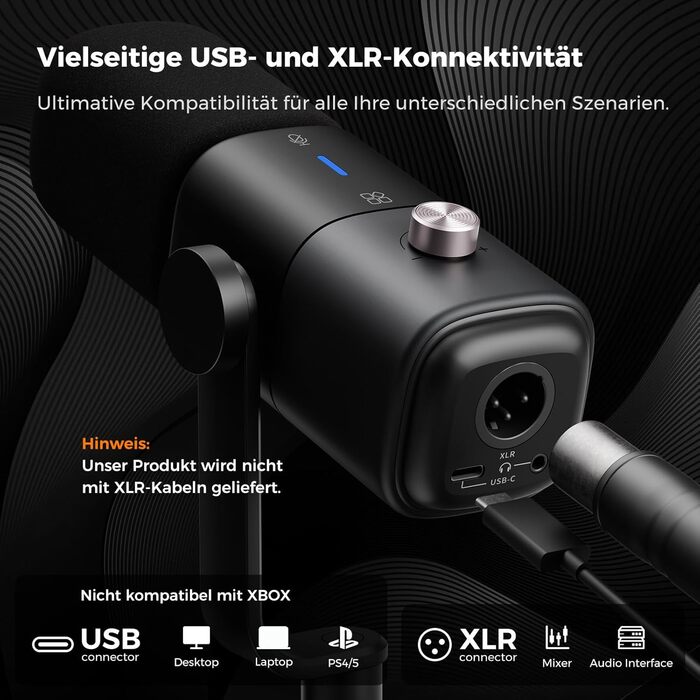 Динамічний мікрофон NearStream USB/XLR для PC Gaming, Streaming, Podcast. З регулюванням гучності, LED кнопкою Mute та кріпленням. Сумісний з MAC, PS4, PS5, Mixer (AM10X)