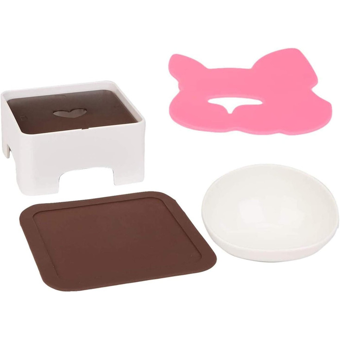 Миска для собак та котів JYHY Bulldog з кераміки, нахилена, з гумовою основою, 1.5 Cup (Чорна/Біла)