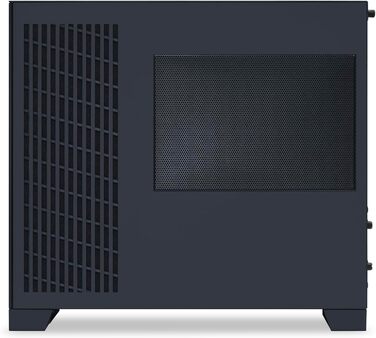 Корпус Lian Li O11 Dynamic Mini V2 Flow: компактний ATX Midi-Tower з двокамерним дизайном, скляною панеллю та модульною конструкцією. 5 вентиляторів встановлено. Чорний колір.