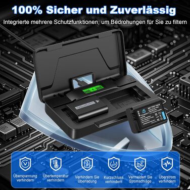 Набір акумуляторів NP-FW50 1300mAh та зарядний пристрій LCD для камер Sony ZV-E10, A6000, A6300, A6400, A6500, A5100, A5000, A7, A7II, A7R, A7RII, A7SII, 7RM2, 7SM2, 7M2, A55, RX10 II III IV, NEX-3/5/6/7, NEX-F3 (2 шт. акумулятори & 1 зарядний пристрі