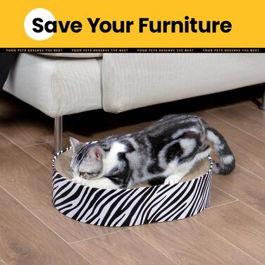 Кігтеточки для котів Conlun 2 в 1: овальні кігтеточки-ліжка, з мискою, з гофрокартону (43x33x10 см)