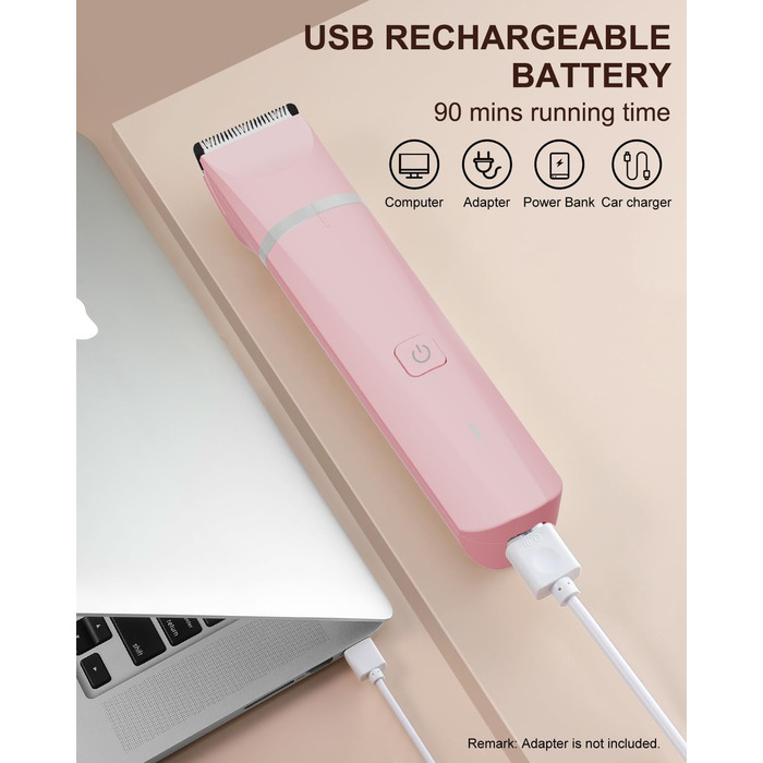 Електричний жіночий триммер для інтимної зони, рожевий. Бездротовий, водонепроникний для сухого та вологого гоління