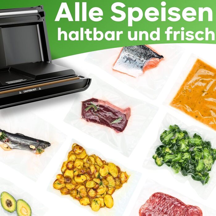 ProfiCook® Вакуумний пакувальник PC-VK 1080: 18 пакетів, Sous Vide, стабільний шов, 12 л/хв, зберігає продукти до 8 разів довше