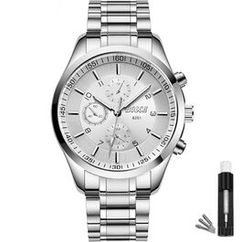 Годинник наручний чоловічий BOSCK, 40 мм, автоматичний календар (дата та день тижня), корпус з нержавіючої сталі, водостійкий (30 м), бізнес-стиль, спортивний
