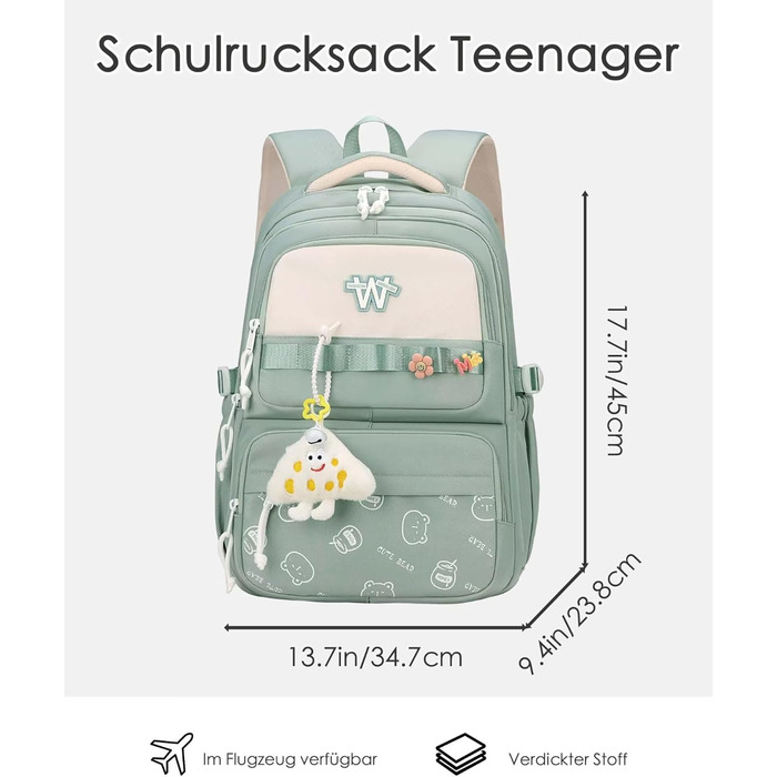 Шкільний рюкзак для підлітків: водонепроникний, великий, для дівчат та хлопців. Ідеальний для школи, подорожей та повсякденного використання (Блакитний)