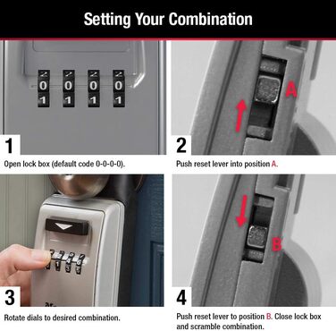 Master Lock 5415D Heavy Duty Key Lock Box - Zinc Wall Mount, Durable Adjustable Shackle