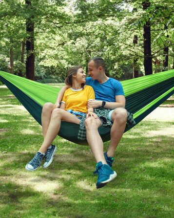 Гамак OTraki для відпочинку на природі 270x140 см: легкий, портативний, нейлон. Ідеально для саду, балкону, кемпінгу та дому.