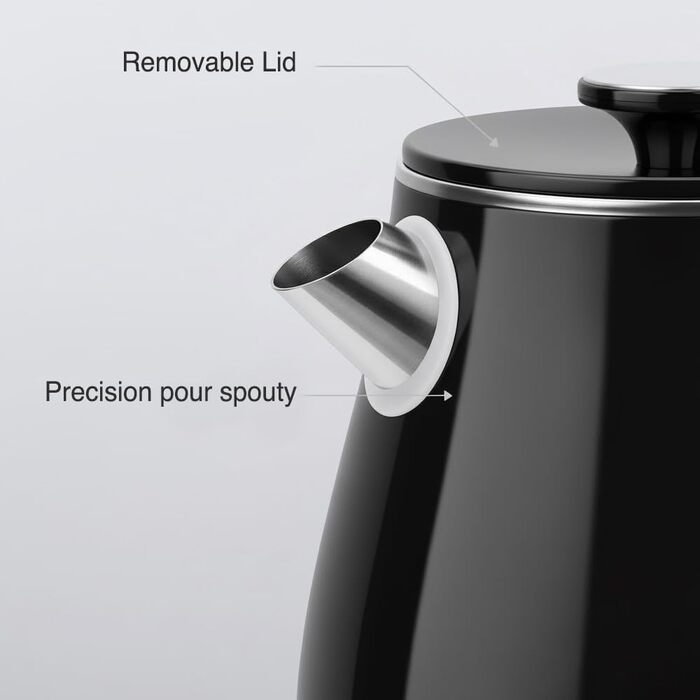 Електричний чайник MULIN Retro, 1.8 л, 2200 Вт, Швидке кип'ятіння, Автоматичне відключення, Чорний