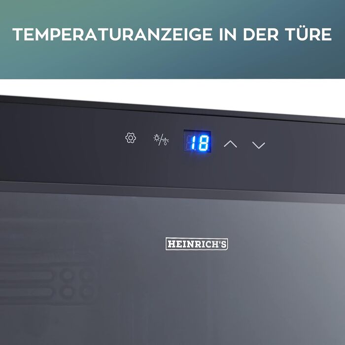 Витримайте вино з комфортом: Витриманий винний холодильник HEINRICHS 50L (18 пляшок) з LED-підсвіткою та сенсорним керуванням