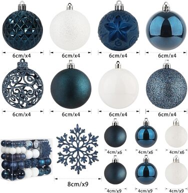 86 шт. прикраси на ялинку SY CRAFT: ялинкові кулі, сніжинки, подарункові пакети (золотий, темно-синій)