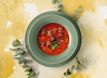 Сервіз столовий SELTMANN WEIDEN Beat 12-ти частинний - білий з салатовим рельєфом, сучасний стиль