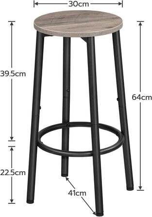 HOOBRO 2-Piece Bar Stool Set with Footrest - Industrial Style Metal Bar Stools for Kitchen, Restaurant, Bar - Vintage Brown & Black