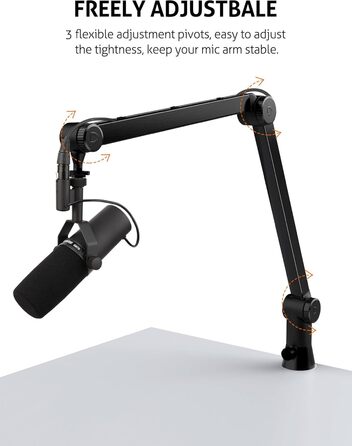 Підставка для мікрофона SUNMON для Blue Yeti та інших – міцна, 360° обертання, металева клямка, універсальна | HyperX QuadCast 2, Fifin AM8, Seiren Mini V3, MV7