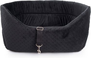 Автокрісло для собак Boutique Zoo: чорний велюр, універсальний розмір M (51x40 см)