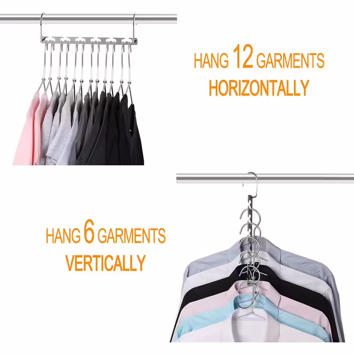 Giftol Space-Saving Metal Hangers, Metal Clothes Hangers, Magic Cascading, Clothes Organizer (8 Pieces)