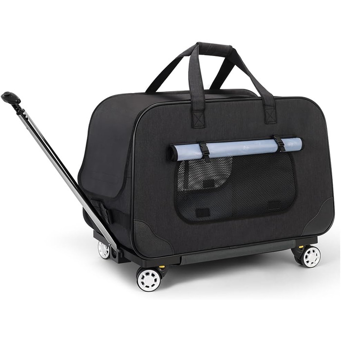 Переносний переноска для тварин з телескопічною ручкою, переноски для собак та котів з колесами (Чорний)