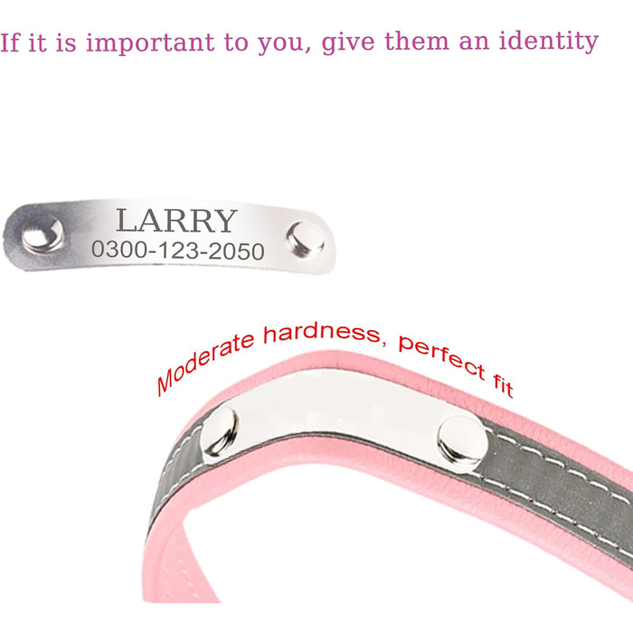 Yonsbox Персоналізоване світловідбиваче відбиваче для собак та котів - Легкий, міцний, з гравіюванням, тихим ID-брелоком та світловідбиваючою ниткою - 6 розмірів (XS–XXL) Чорний M: 29-38 см (підходить для 6-10 кг)