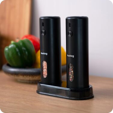 Електричні мельниці для солі та перцю 2 шт. – USB-C, LED, підставка, щітка для чищення – для солі, перцю, чилі, трав (110 мл)