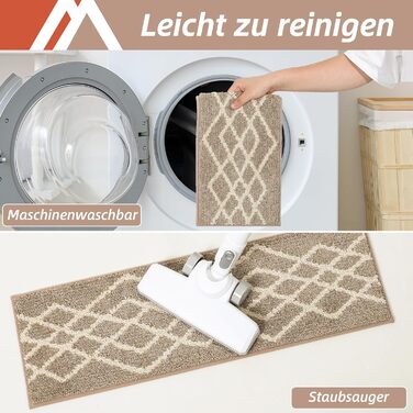 Ковзаючі сходинки для дому COSY HOMEER, 15 шт. (70 x 22 см), антиковзаючі, самоклеючі, машинне прання, 100% поліестер, TPE-підкладка, ідеально для дітей, літніх людей та домашніх тварин, бежевий ромбік