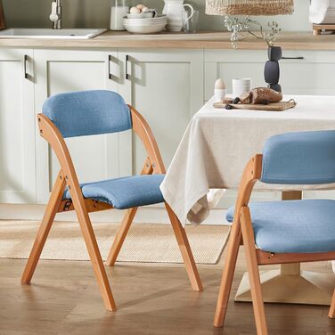 SoBuy FST92-GR Folding Chair Kitchen Chair with Padded Seat and Backrest Green WxHxD approx.: 47x77x60cm Green (4 chairs, Blue)