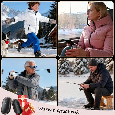 Електричні грілки для рук 6000mAh (2 шт.) - багаторазові, USB-C, 3 режими нагріву, подарунок для жінок, чоловіків, дітей, для катання на лижах, піших прогулянок, чорний